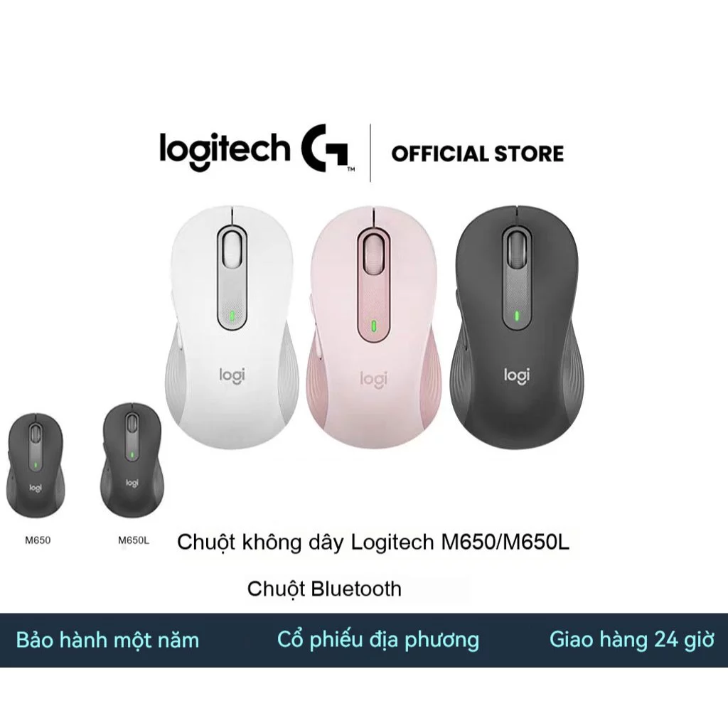 Chuột không dây Bluetooth, không tiếng ồn - Logitech M650M650L, Chuột văn phòng, Bảo hành 1 năm (1)